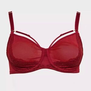 Torrid T-Shirt Unlined Mesh Strappy Ballet Back Bra Red